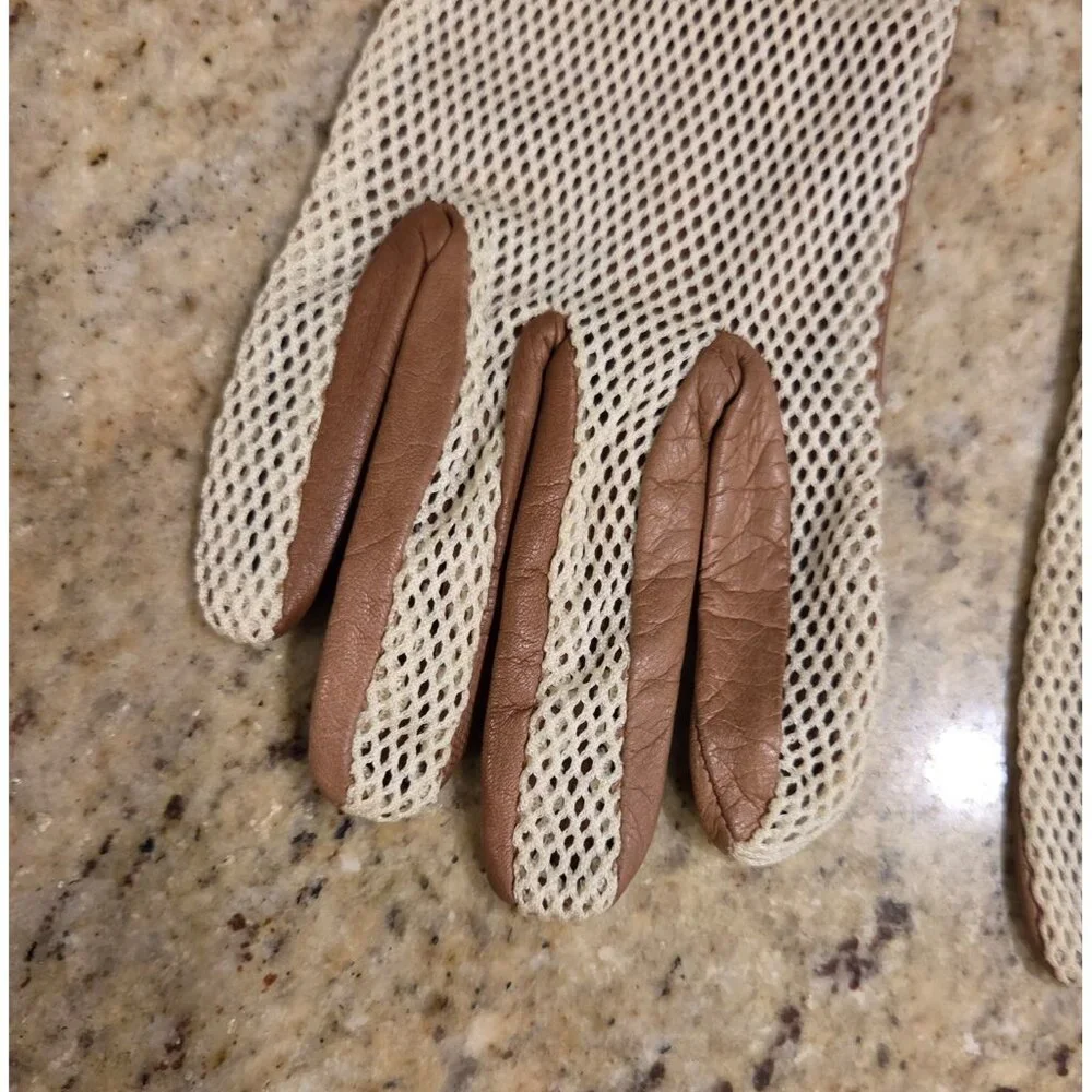 Vintage Womens Size M Leather Mesh Gloves